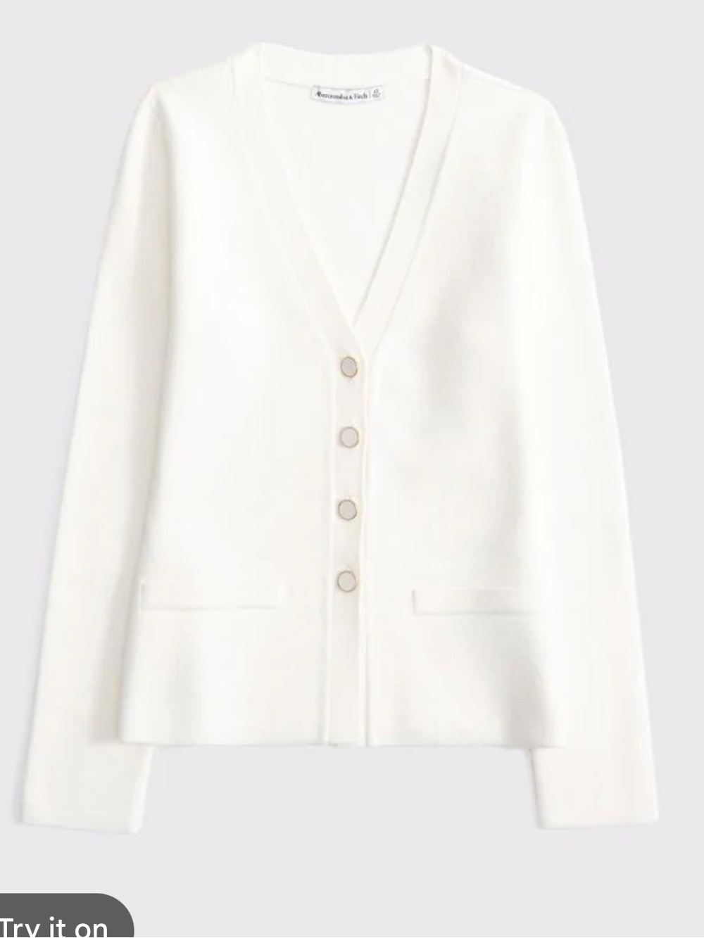 Abercrombie & Fitch Women's White V-Neck Button Cardigan